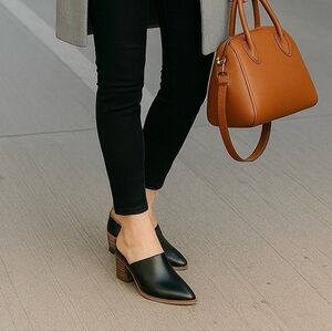 dv by Dolce Vita Black Leather Block Heel Mules Women’s Size 8 NWB